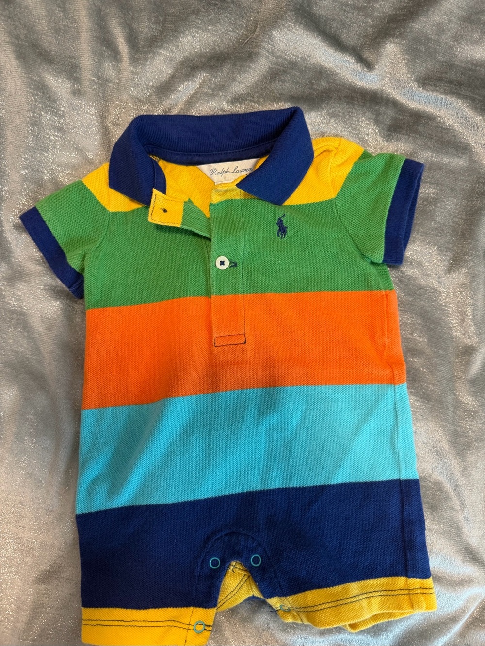 Ralph Lauren Baby Boys Multi-Color Stripe Polo Romper